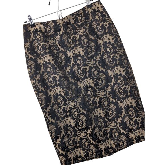 NWOT! WORTHINGTON! TAPESTRY WOVEN BLACK, GOLD "NUDE" SKIRT! SZ 10 - Picture 7 of 7